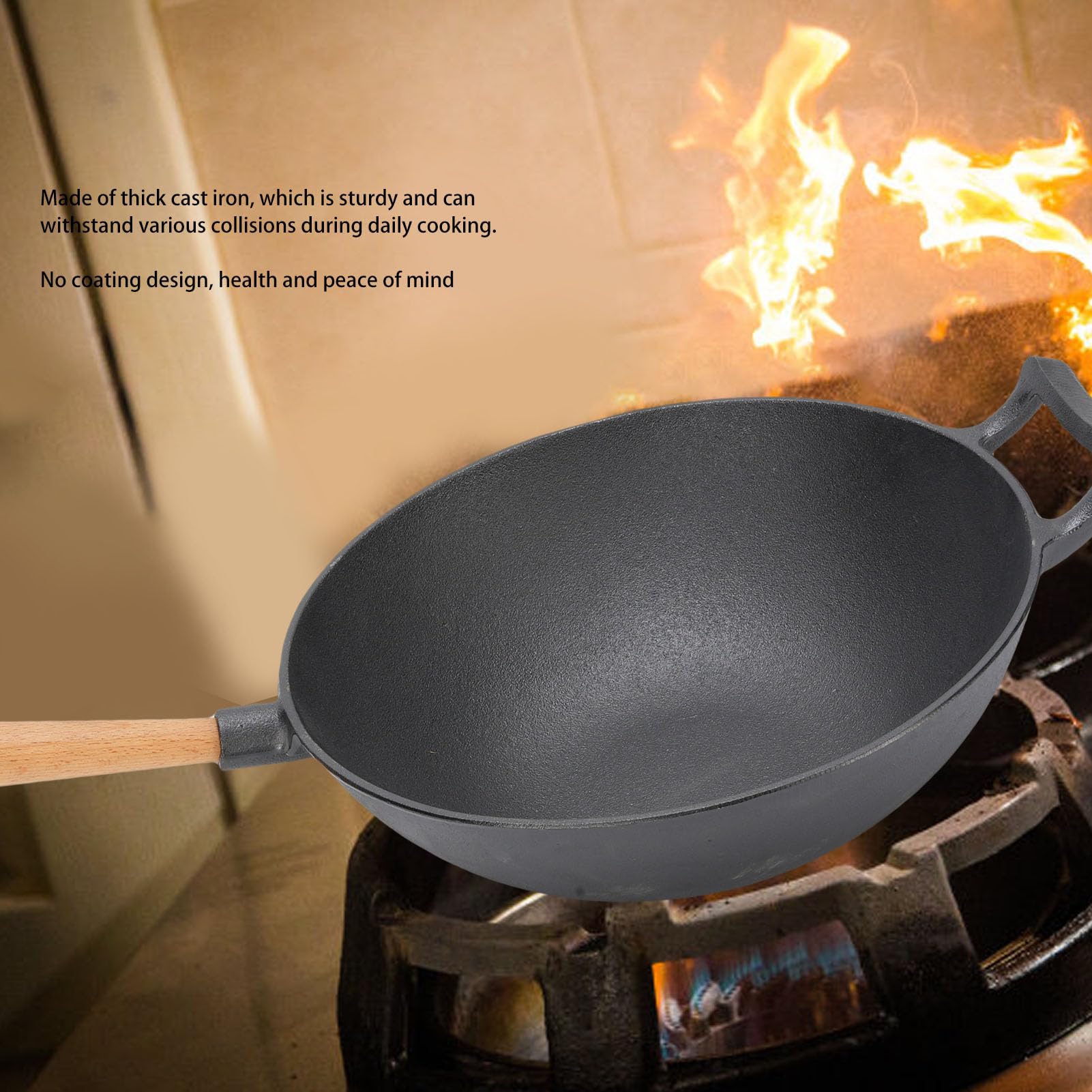Castn Wokan z Woodle - Wielofunkcyjna Kuchenka do Mieszania, Smażenia i Pieczenia Oraz Wymienna Kuchenka Indukcyjna, Elektryczna Ceramiczna, Płyta Gazowa i Gotowanie na Ogniu