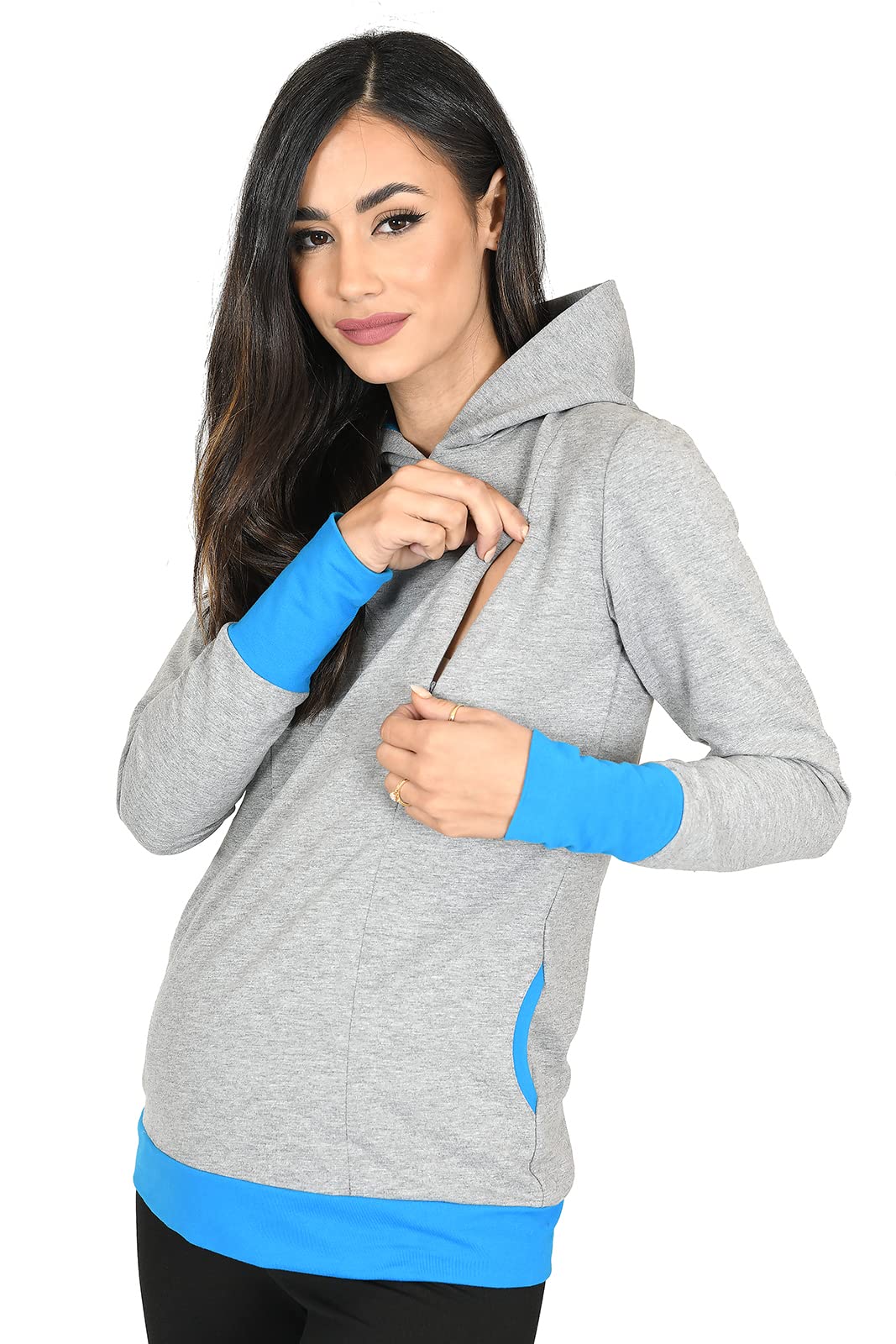 MijaCulture 2 en 1 Sudadera Jersey de Maternidad y Lactancia Mona 1035