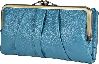 EASTNIGHTS Soft Leather Wallets for Women Compact Bifold RFID Clutch Wallet Ladies Coin Purse with Zipper and Kiss Lock