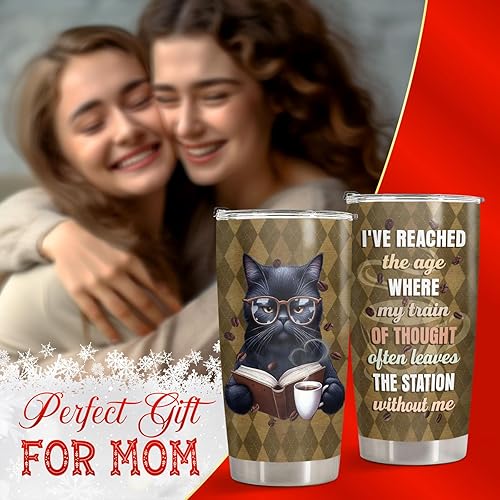 Vista 84 de Vaso de gato de terror con tapa, taza de película de terror de acero inoxidable de 20 onzas, taza de café única con gatos, Navidad, Halloween, Vaso