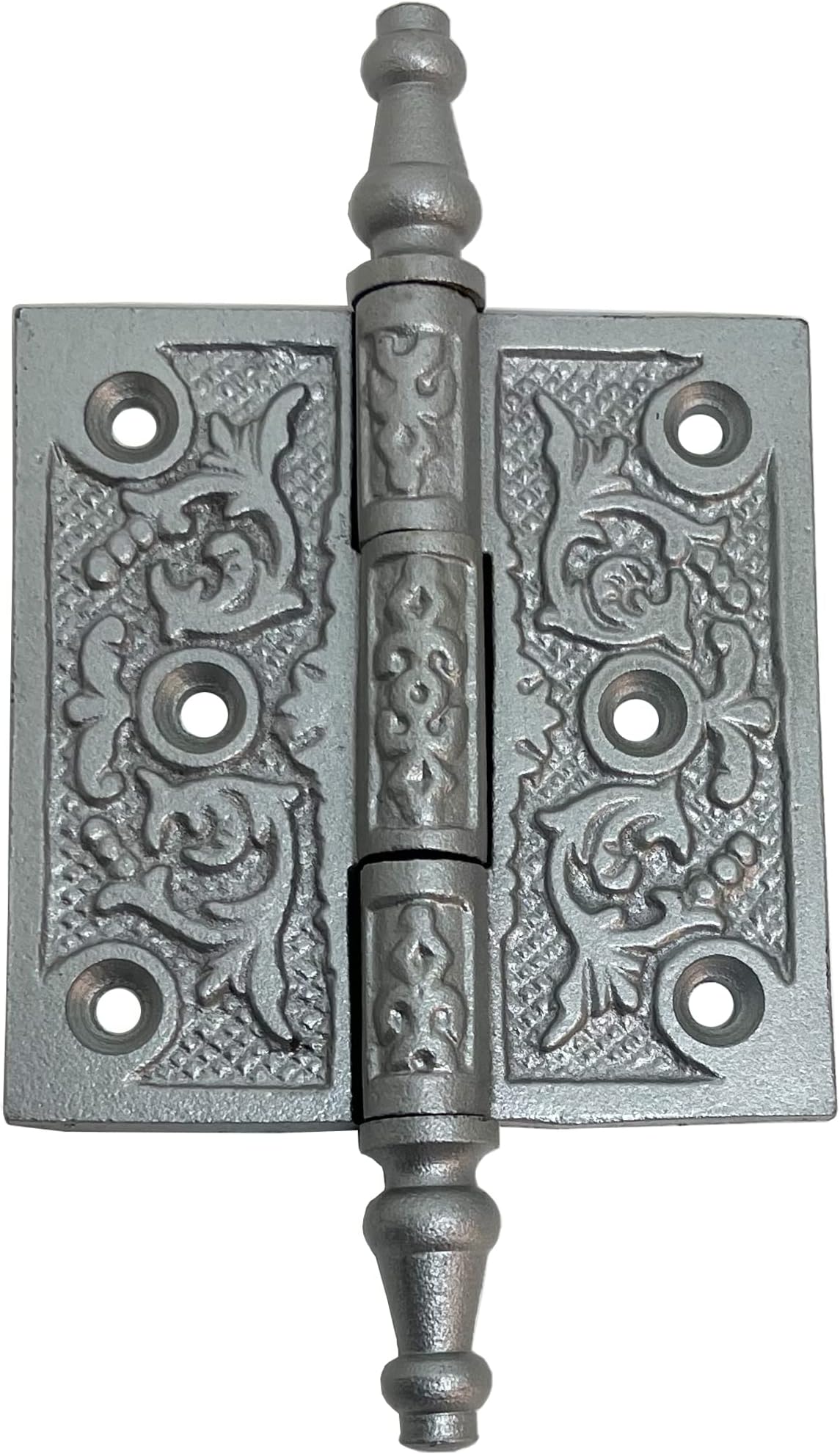 6”- Antique Hardware Depot - Victorian Style Ornate Decorative Antique Old World Hinge, Cast Wrought Iron Silver Color for Doors, Cabinets Vintage – HG103