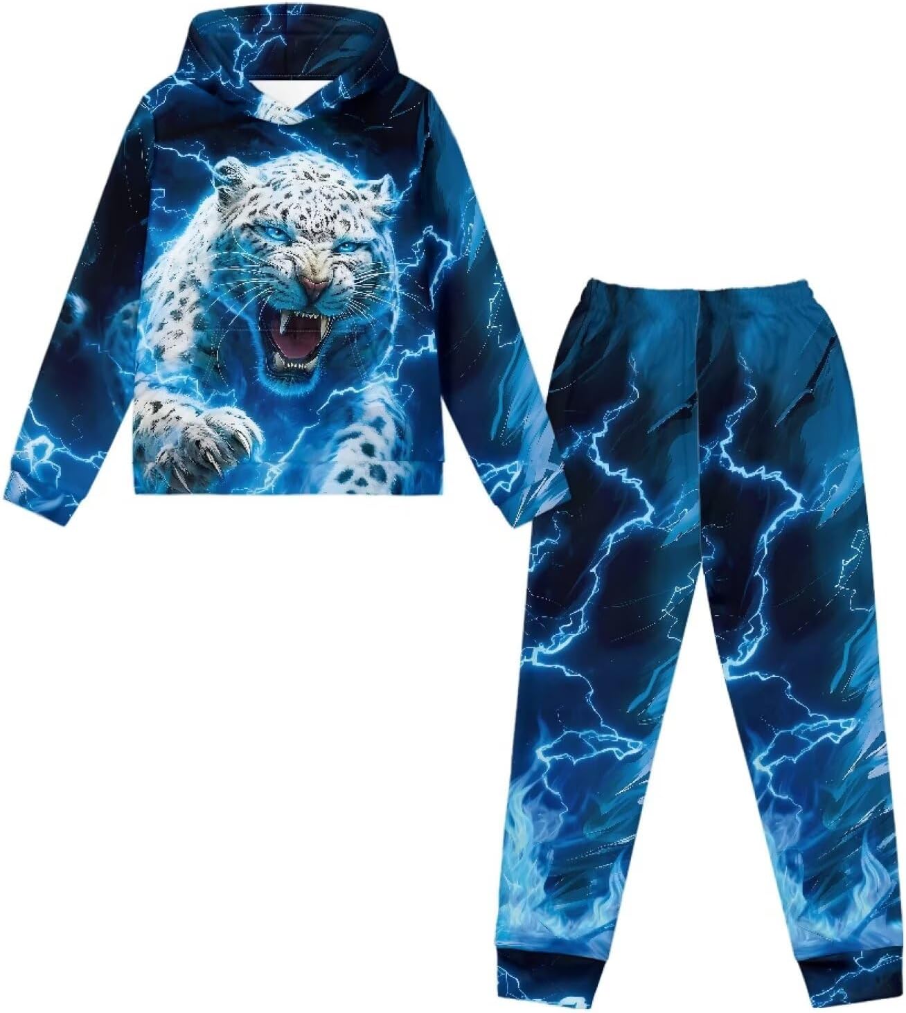 Pensura Big Kids Tracksuit Boys Girls 2 Piece Long Sleeve Hoodie Sweatshirt and Cargo Jogger Pants