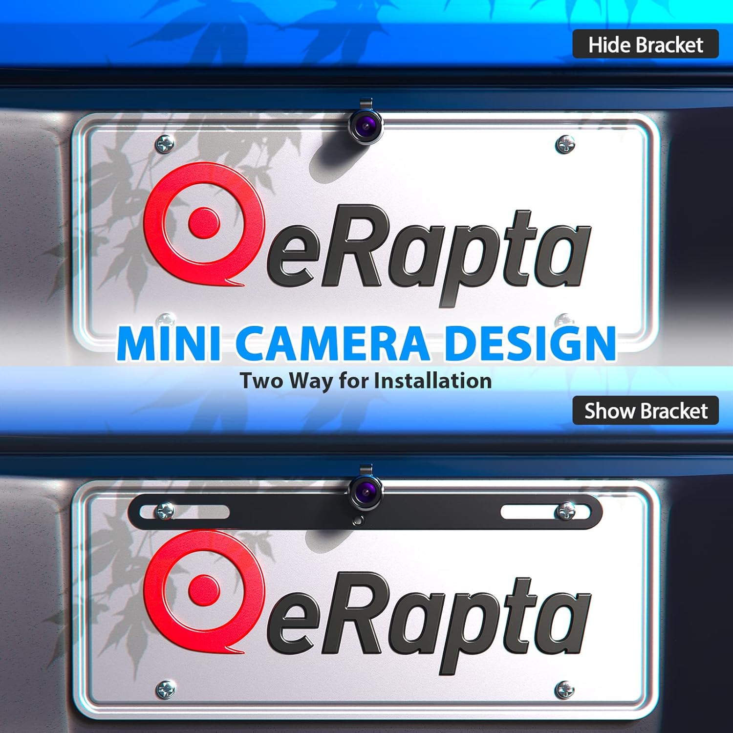 eRapta HD Backup Camera Rear View License Plate Reverse Camera Universal for Pickup Truck Car SUV 149° Perfect Angle Night Vision IP69K Level Waterproof A1XT02