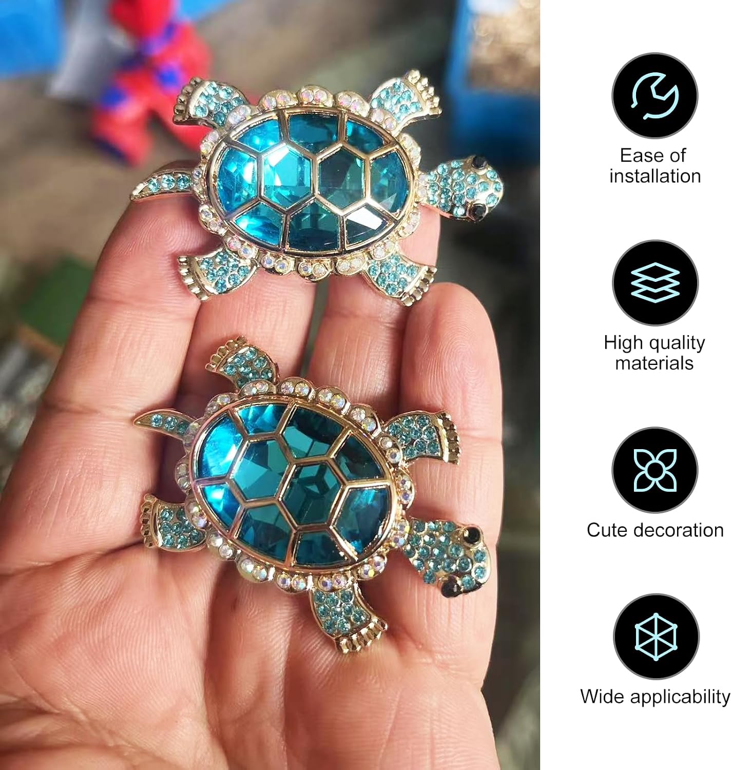 2 PCS Sea Turtles Car Air Vent Clips, Bling Cute Turtle Automotive Air Conditioning Outlet Clip, Ocean Theme Car Interior Decorations (Blue) image 3