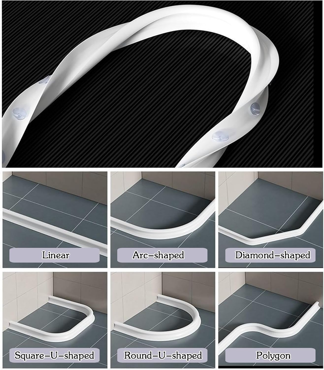 Collapsible Shower Barrier, Flood Barrier Rubber Water Dam, Kitchen Sink Edge Protector- Flexible, Scalable DIY Water Stopper- 39-157in Long(100cm(39in))