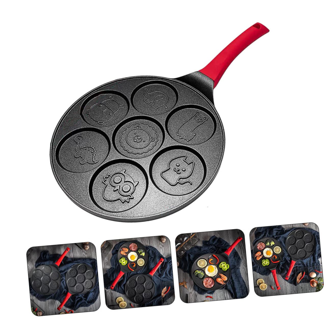 Mikinona 1 Pezzo Padella Frittata Antiaderente con Pentola per Colazione Mcfry Utensile per Waffle e Frittate Facile da Usare e Nero Colore Casuale