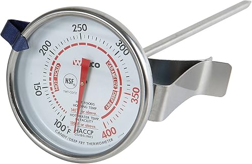 Winco Termómetro de 2 pulgadas para freírcaramelo con sonda de 5 pulgadas