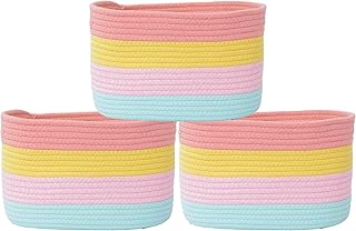 3 - Pack Rainbow Cotton Rope Storage Baskets, 13.78