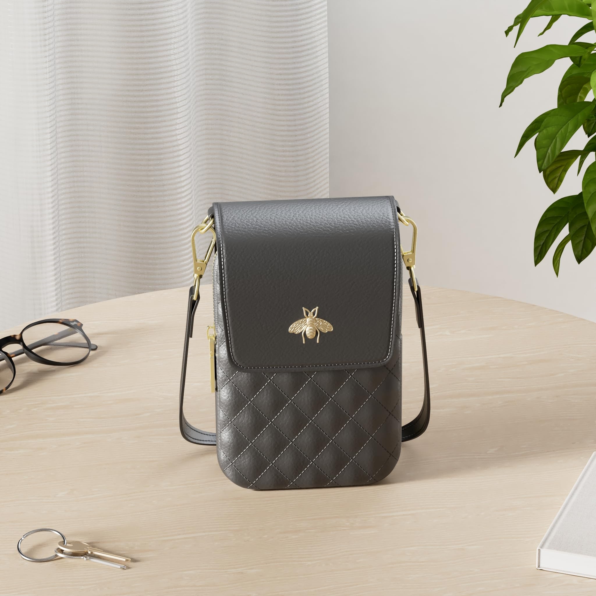 HNOOM Handytasche zum Umhängen Damen Handy Umhängetasche Echtes Leder Frauen Geldbeutel mit 8 Kartenfächer Crossbody Handytasche Schultertasche Brieftasche für Handy unter 6.5 Zoll