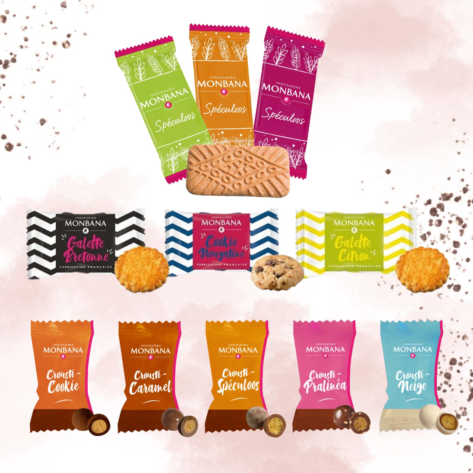 MONBANA - Assortiment de 180 mini-biscuits et croustilles en chocolat
