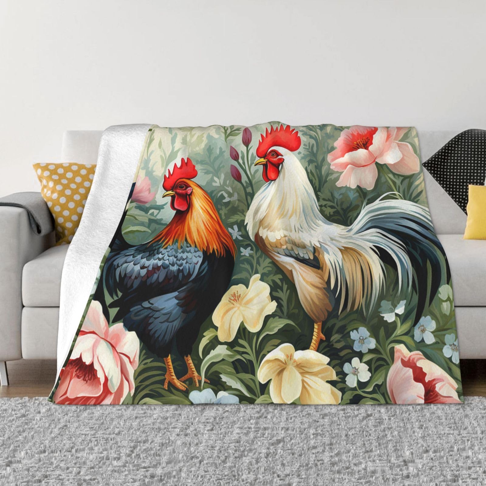 Couverture polaire flanelle lit fini les frissons sur votre canapé jeté coq