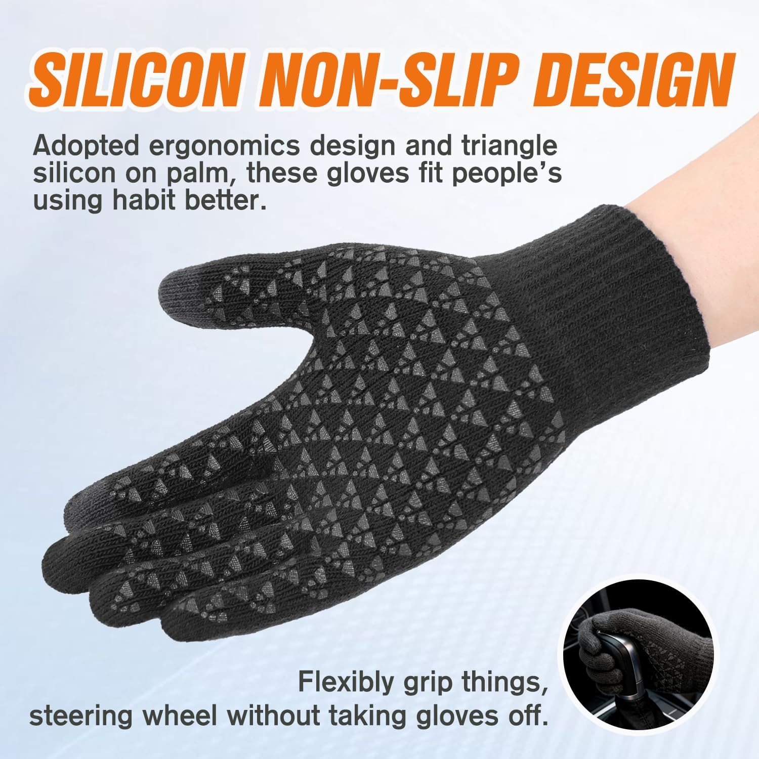 3 Pairs Winter Gloves for Women Men Touch Screen Elastic Knit Thermal Anti-slip Gloves for Cold Weather - Image 3