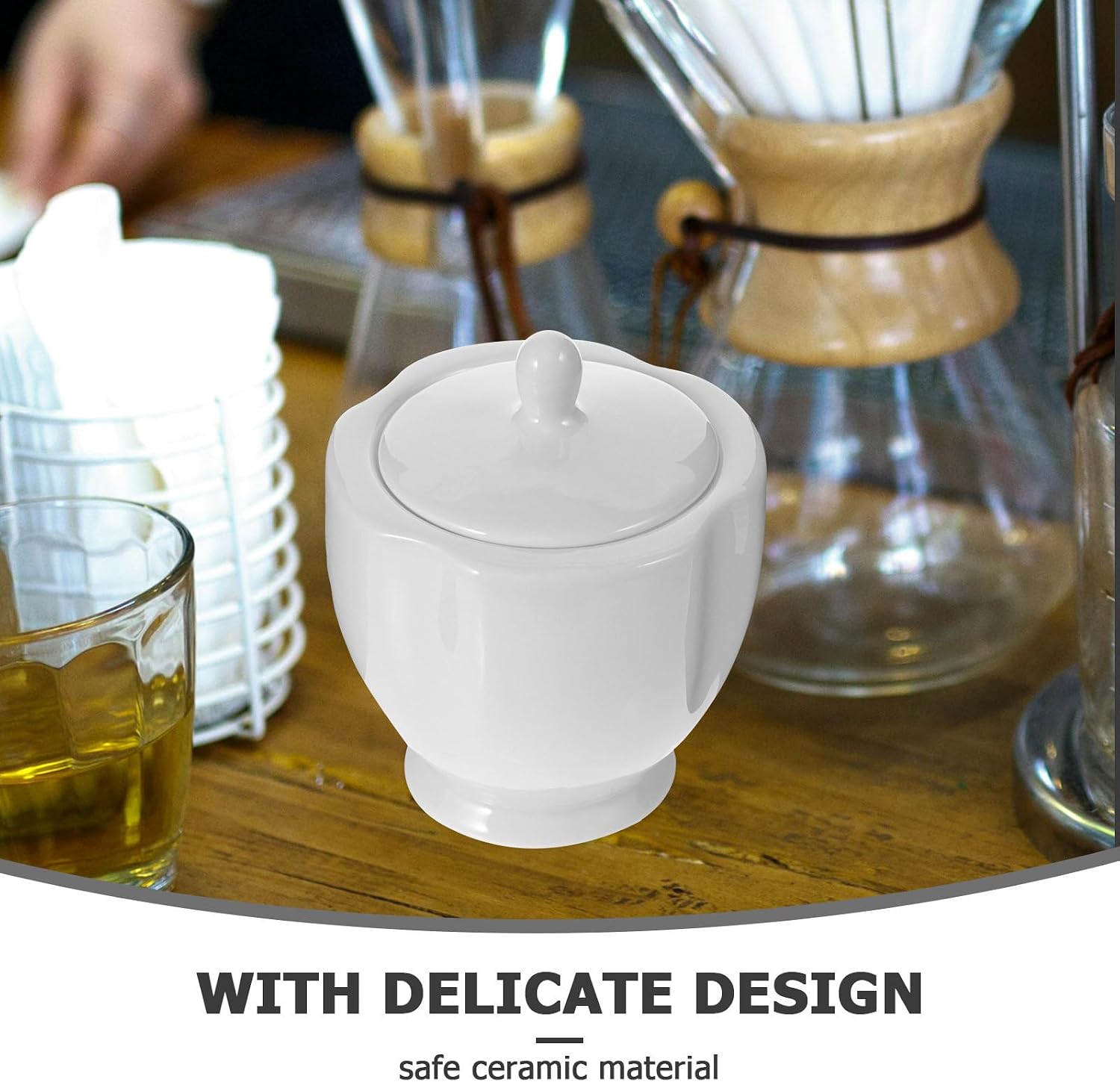 Ceramic Sugar Container with Lid and Multi-purpose Condiment Canister Vintage Style Sugar Bowl for Kitchen Dining and Household Storage