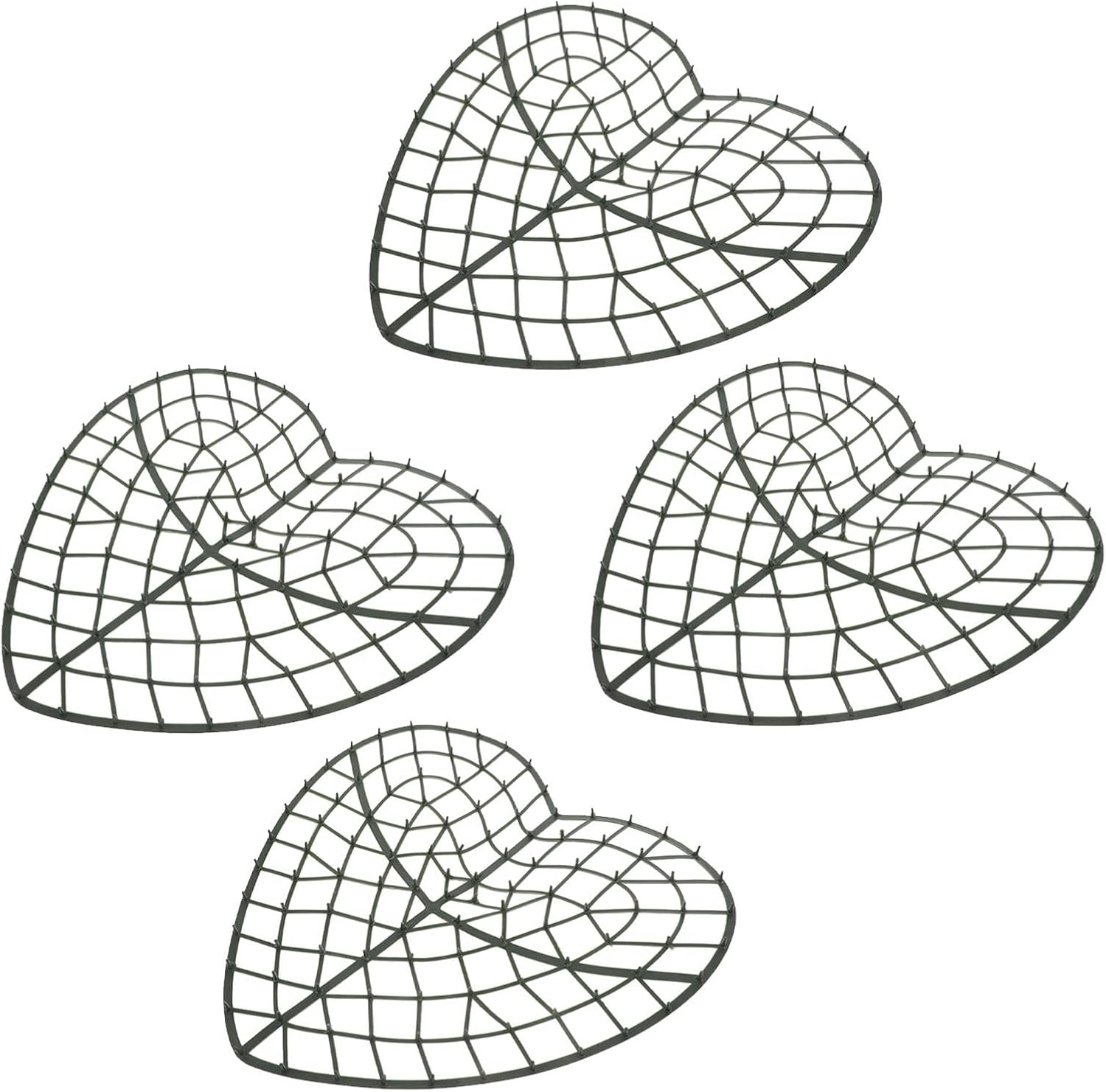 Flower Wreath Frame Heart Floral Display Frame Mesh Grid Base 4pcs Heart Shaped Reusable Plastic Elegant Multi-Purpose Home Decor for DIY Floral Arrangement for Celebrations