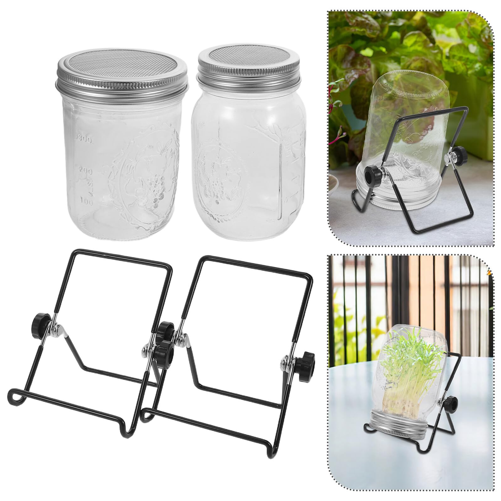 ORFOFE Lot De 2 Pots De Germination avec Couvercles en Maille Kit De Germination Support De Stockage pour Micro-Pousses Couvercles pour Pots De Culture