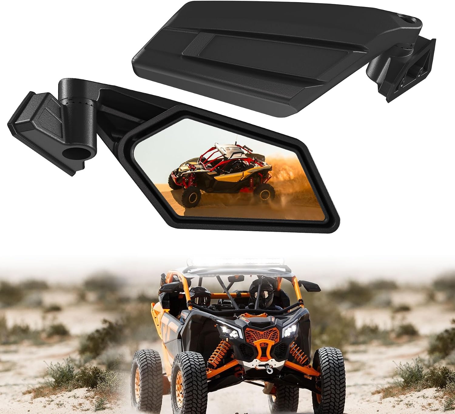 Adjustable Side Mirrors for Can-Am Maverick X3, UTV Rear View Mirrors Folding Clear Rearview Mirror Compatible with Can Am Maverick X3 2017-2026 Accessories 1Pair Replace 715002898