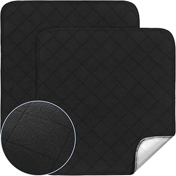 Waterproof Chair Pads for Incontinence Washable, 22" x 21" Under Pads for Adults Washable, 2 Pack Incontinence Chair Pads, Wheelchair Reusable Seat Pads Cover for Men, Women, Adults, Black