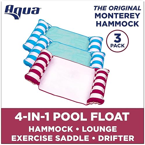 Miniatura 2 de Aqua 4-in-1 Monterey Hammock Pool Float & Water Hammocks, 1-2-3-4 Multipacks  Multiple ColorsStyles  for Adults and Kids Floating