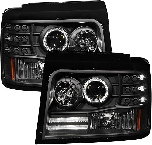 Faro proyector AnzoUSA con luz de señalización lateral y luz de estacionamiento, Negro