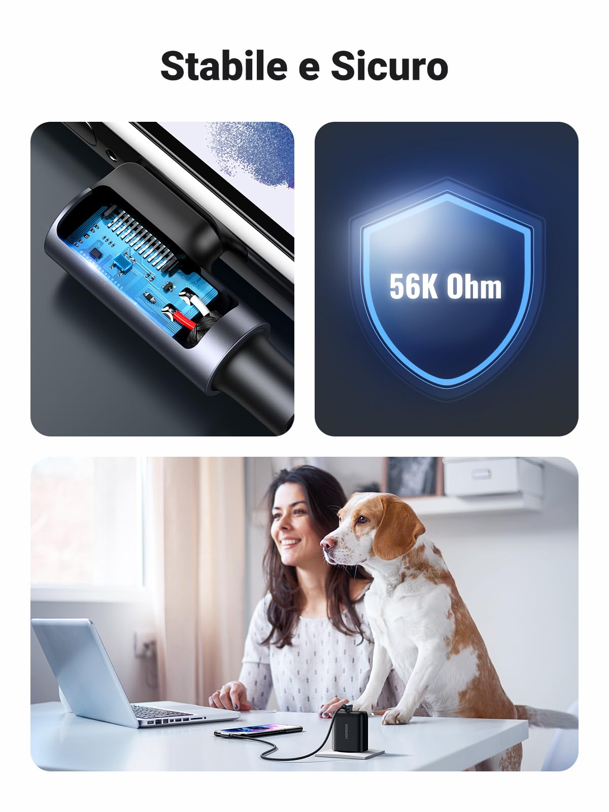 UGREEN Cavo USB C a A 90 Gradi, Ricarica Rapida 3A 0,5m Compatibile iPhone 17/16/15, Galaxy S25/S24/S23, Pixel 10/9
