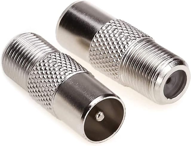 IRYNA 2 Pcs TV Aerial Coaxial Cable F-Connectors Adapter F Socket Female to Coax Plug Male TV Aerial Connector Adaptor for Cable Lead