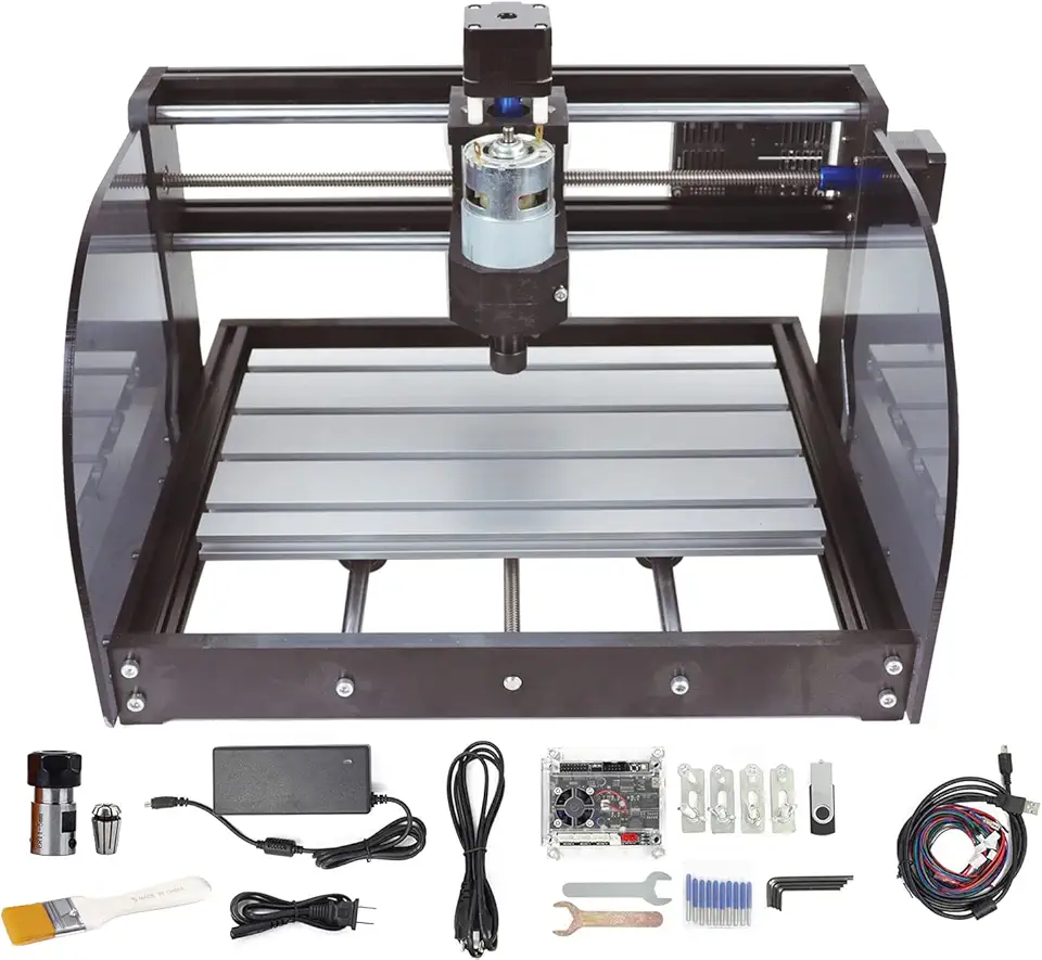 RATTMMOTOR Kit de Máquina de Roteamento Cnc Cnc-3018-Pro Max, Mini Máquina de Roteamento Cnc Para Madeira, 3 Eixos, Controle Grbl, Gravadora, Fresadora E Cortadora, Área de Trabalho de 300 X 180 X 45
