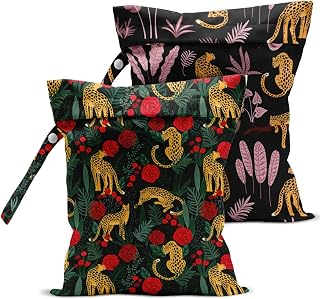 2 Pcs Wet Bag, Wet Dry Bag, Wet Bag for Swimsuit, Travel, Beach, Pool, Diapers, Dirty Yoga Gym Clothes, Toiletries, Makeup Bag, Banana Fruit Decor Banana Lover Gift for Women s.