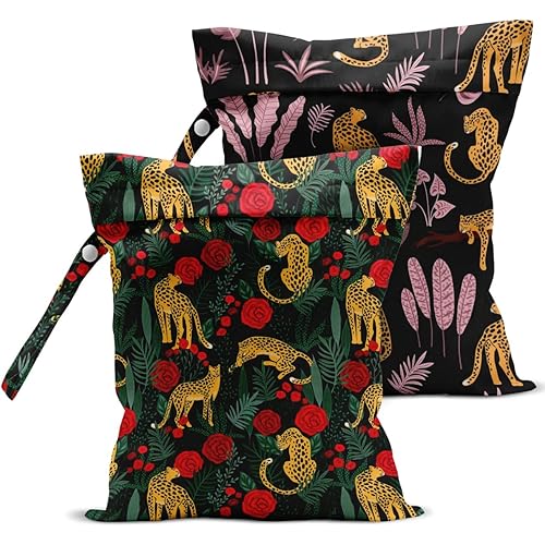 2 Pcs Wet Bag, Wet Dry Bag, Wet Bag for Swimsuit, Travel, Beach, Pool, Diapers, Dirty Yoga Gym Clothes, Toiletries, Makeup Bag, Banana Fruit Decor Banana Lover Gift for Women s.