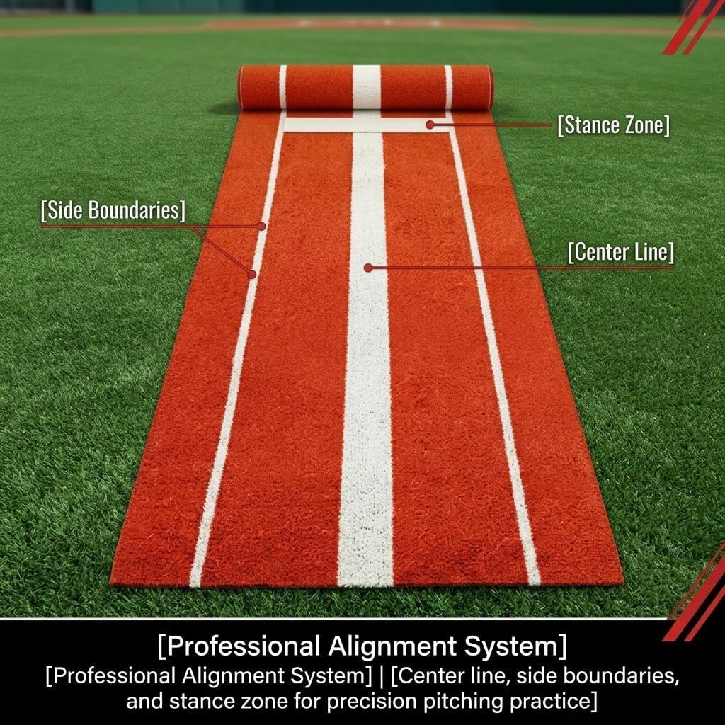 Portable Upgraded Version Softball Pitching Mound,EVA Anti-Slip Foam Softball Pitching Mat, 9.94 × 3FT Softball Sliding Mat with Non-Slip Backing, for Outdoor and Indoor