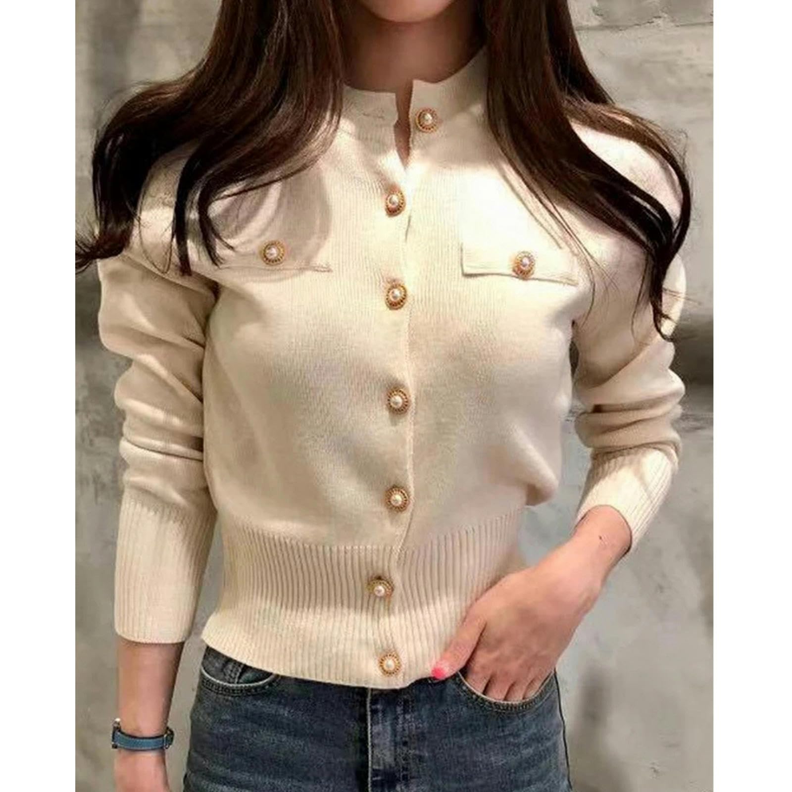 NOGRAX Cardigan Estivo Donna Fashion Women Cardigan Maglione A Maglia A Maglia A Maniche Lunghe Casual Single Slim Slim Top
