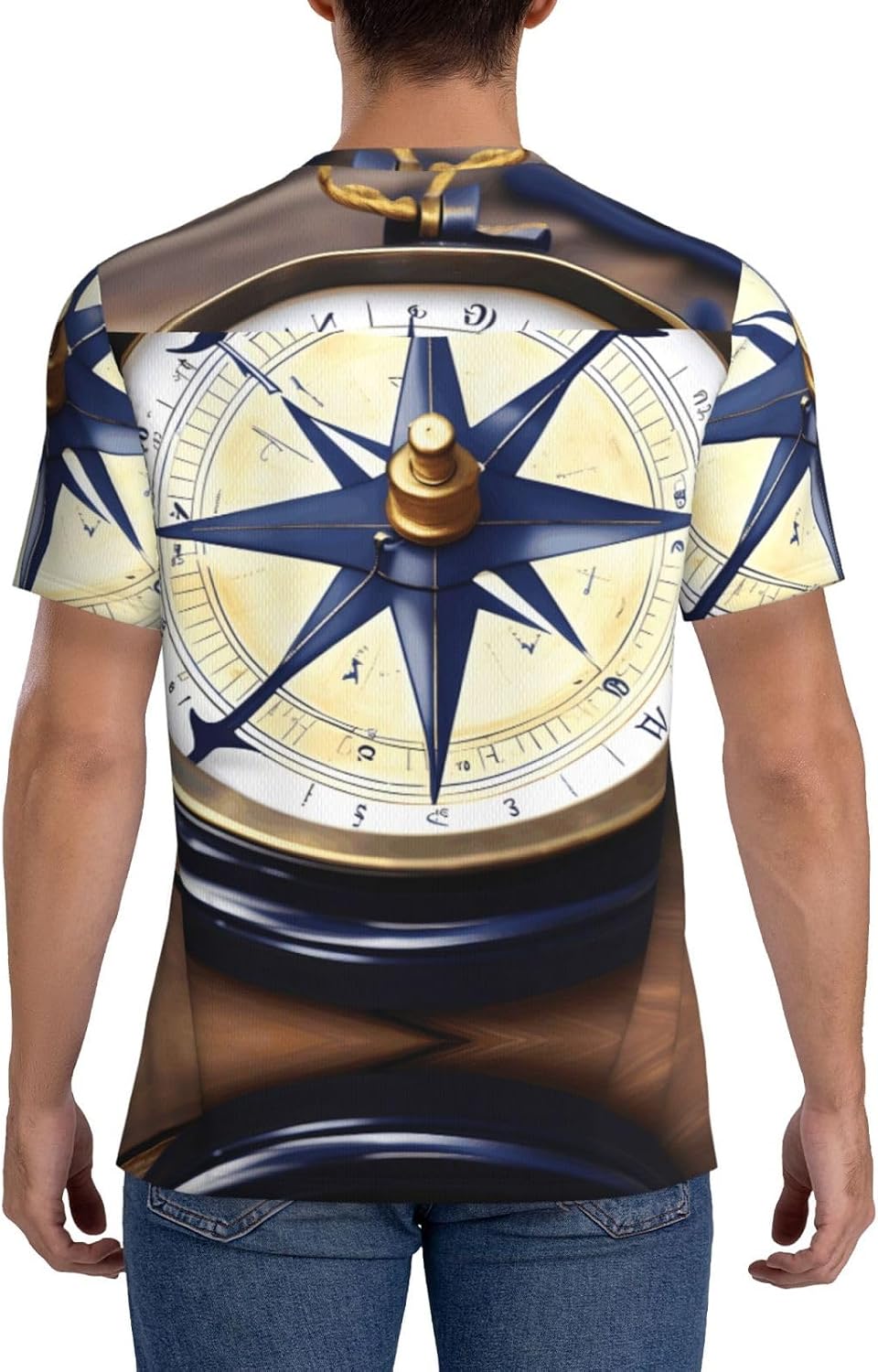 Sail Boat Nautical Compass Rugby Football Jersey for Men, Comfortable V-Neck Loose Fit Top for Team Sports Athletics