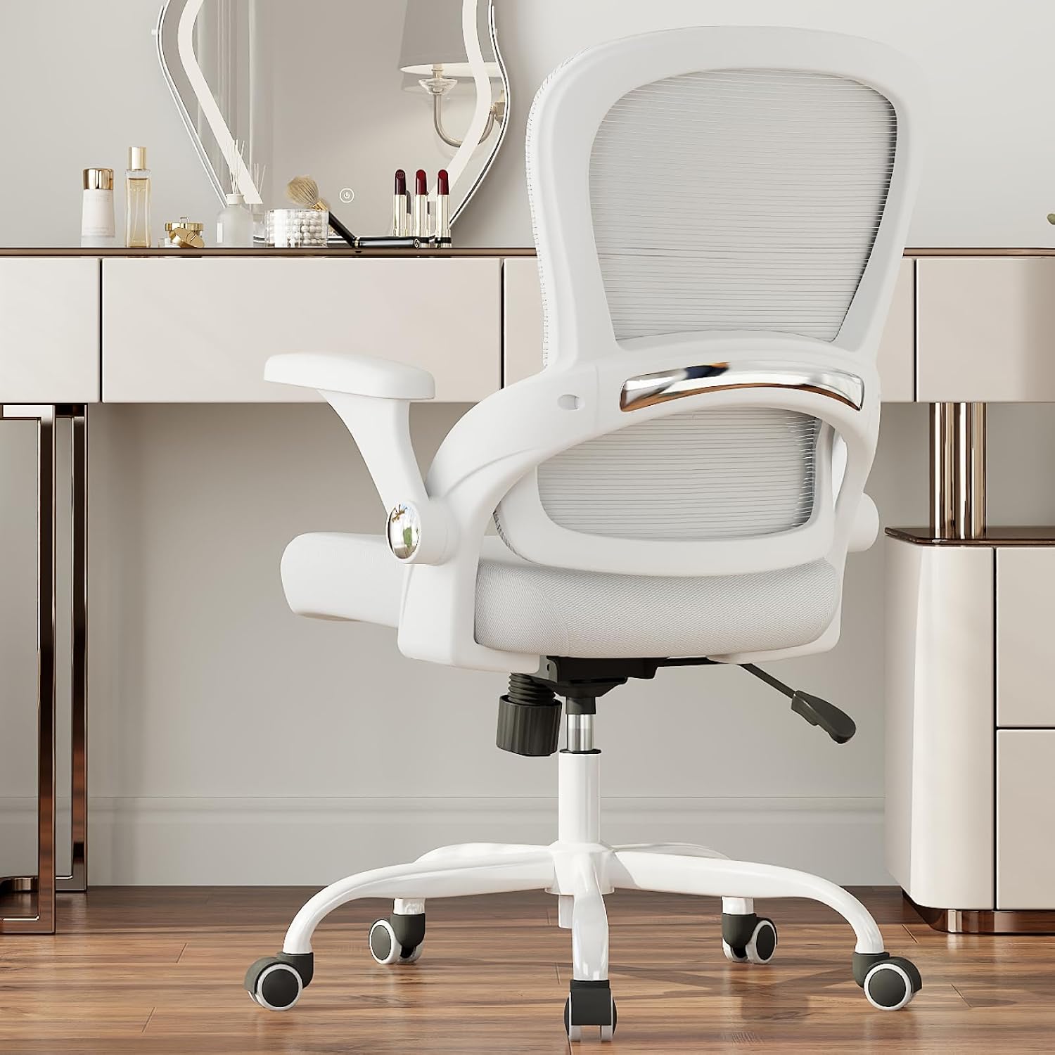 TRALT Office Chair - Ergonomic Office Chair with Back Support, Home Office Desk Chairs, 330lbs Wide Seat Big and Tall Office Chairs with Headrest, Comfy Desk Chairs (White White)