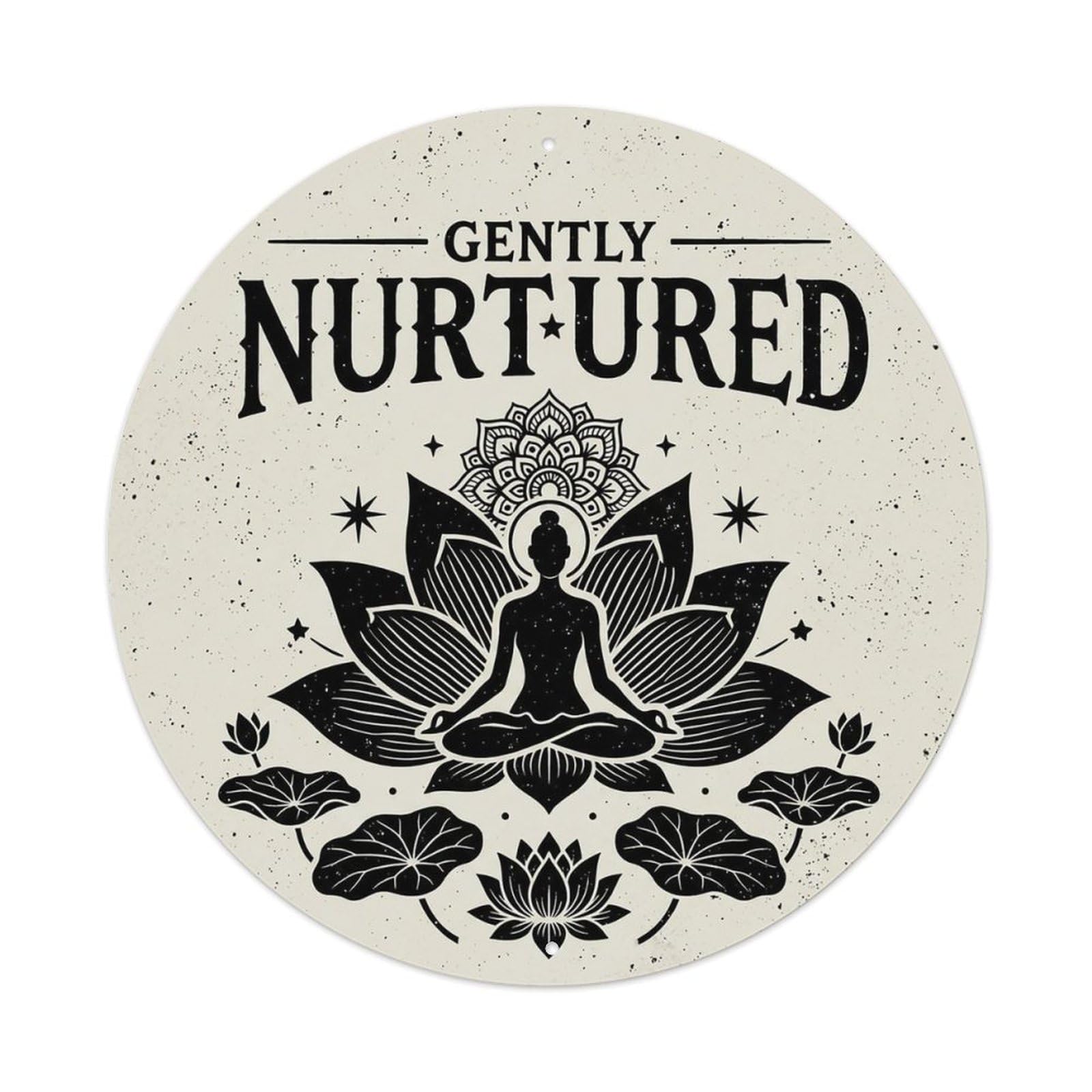 Zen Flower Meditation Den Nurtured Vintage Metal Tin Sign Plaque Wall Decor for Cafe, Club Bar, Office, Garden Metal Poster 8x8Inch