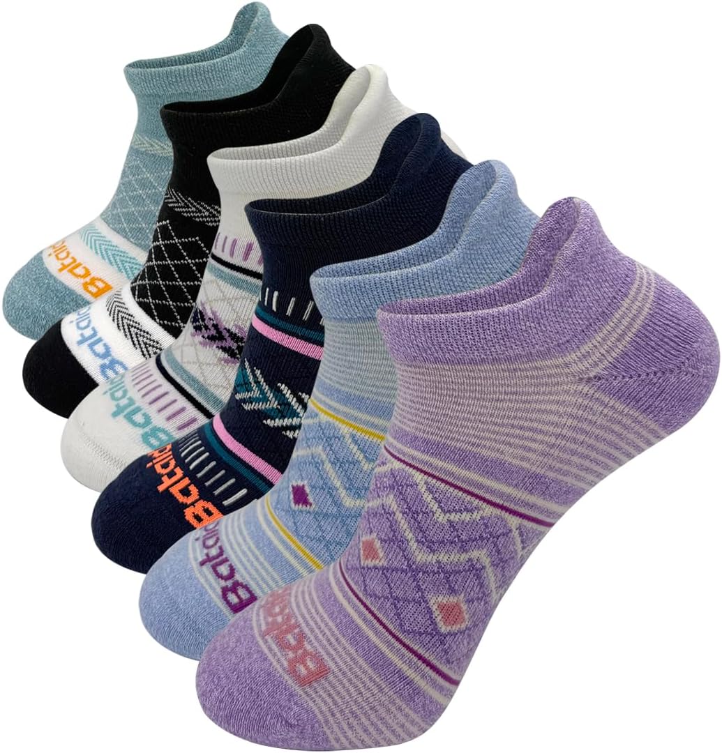 bataidis Anti-blister Thick Cushioned Wicking Odor Resist Athletic Casual Ankle Socks 6 Pairs