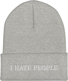 Hogue WS LLC I Hate People Hat (Embroidered Cuffed Beanie) Heather Grey One Size