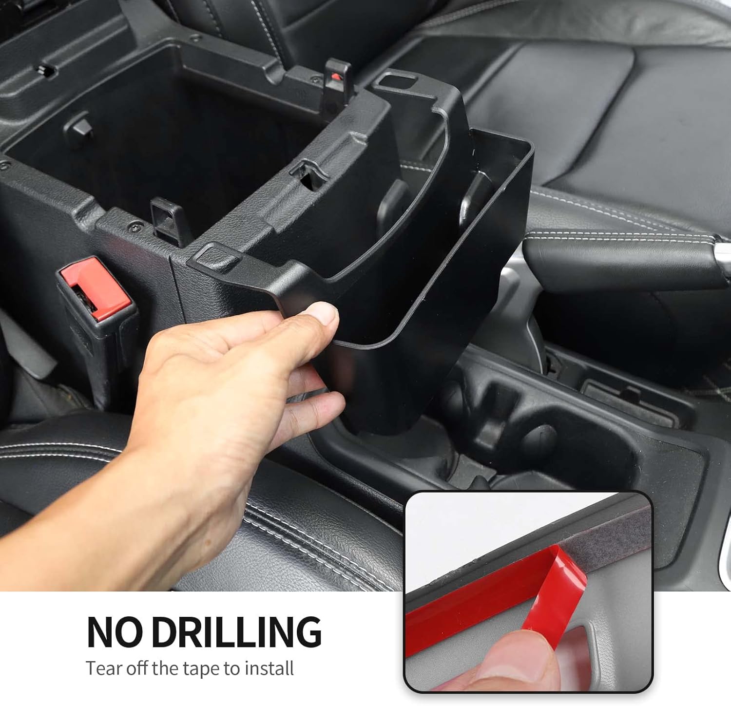 CheroCar Center Console Organizer Gear Shift Side Tray Organizer Hanging Armrest Storage Box,Co-Pilot Organizer Compatible with 2018-2022 Jeep Wrangler JL JLU, Gladiator JT Accessories