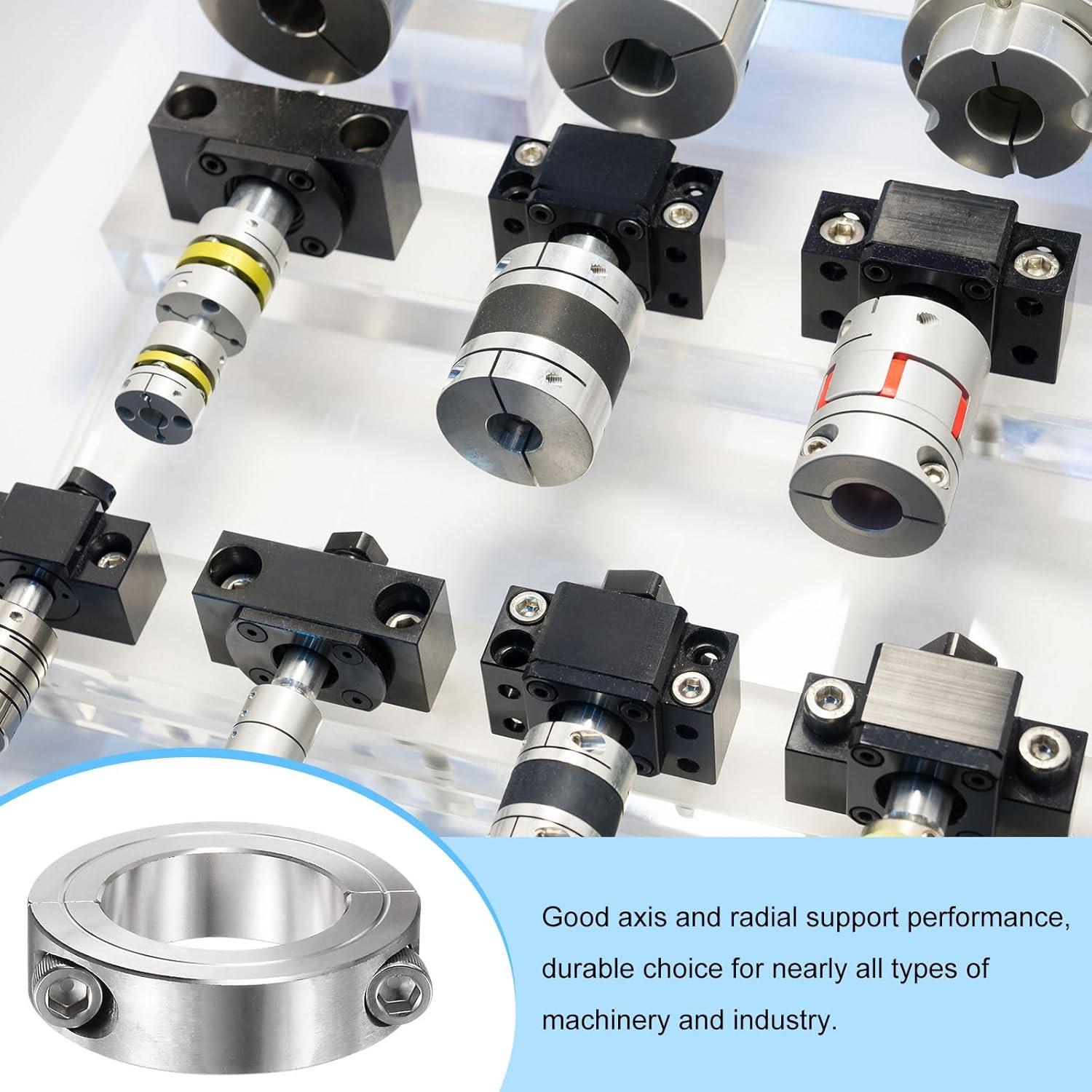 HARFINGTON 2pcs Shaft Collar for 1-5/8" Rod 2-5/8" OD 11/16" Width 304 Stainless Steel Double Split Axle Clamp-On Collar with Set Screw
