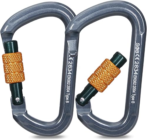 Miniatura 7 de SOB Clips de mosquetón de escalada con bloqueo automático, conector de mosquetón asimétrico de alta resistencia utilizado para rappel, equipo de