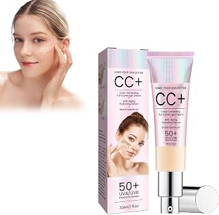 CC Cream Color Correcting, Sunscreen Corrector impermeable y duradero, maquillaje facial hidratante BB Cream con UVA/UVB 50+, maquillaje fondation mejora la tez, corrector solar (blanco claro)