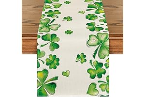 Green Shamrock Bushes St. Patrick's Day Table Runner