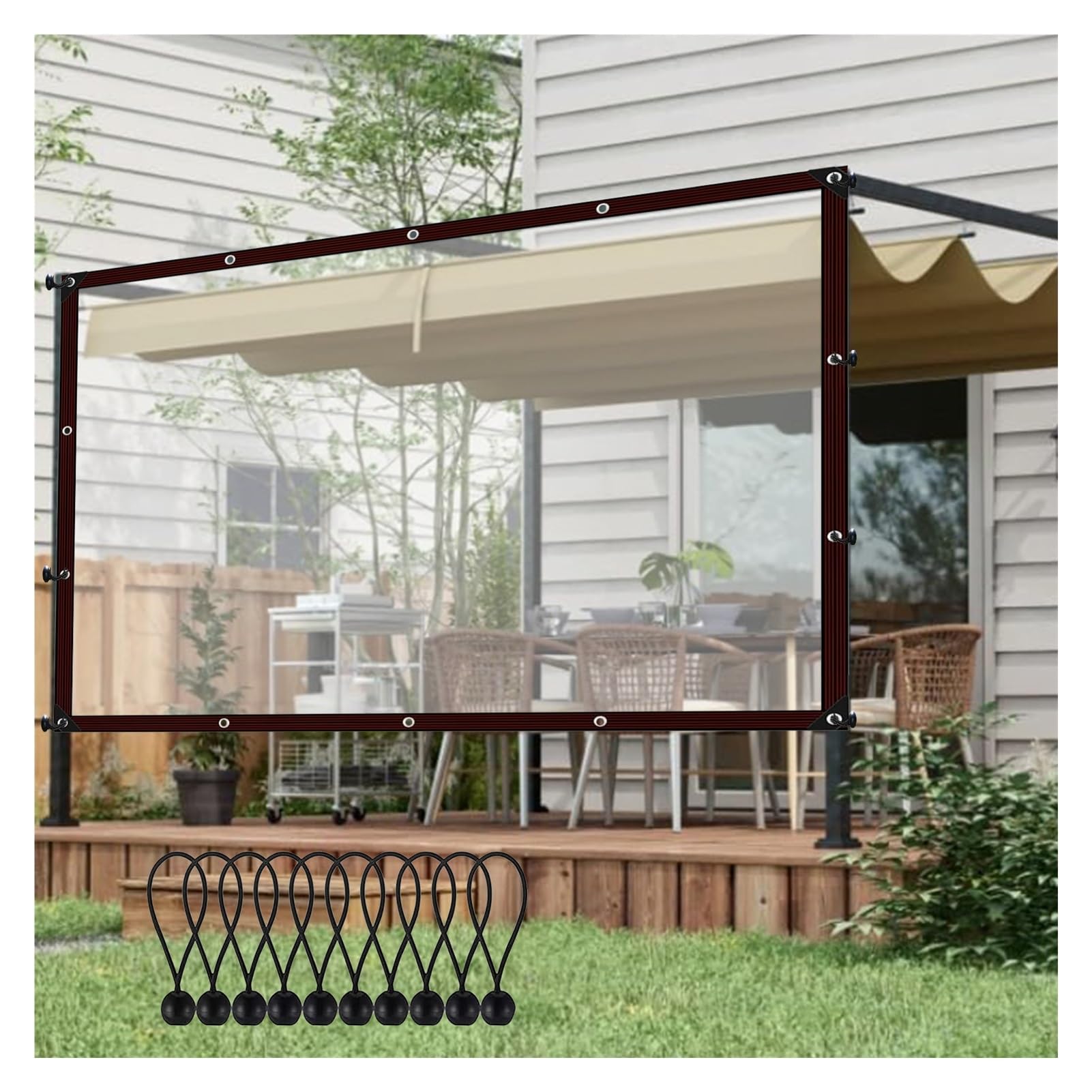 Lona plástica plegable transparente de 1,8x300cm para proteger tu cenador del viento