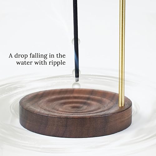 Miniatura 3 de Soporte para palo de incienso de nogal, soporte de incienso boca abajo, colector de cenizas con soporte de palo de incienso de latón, bandeja de