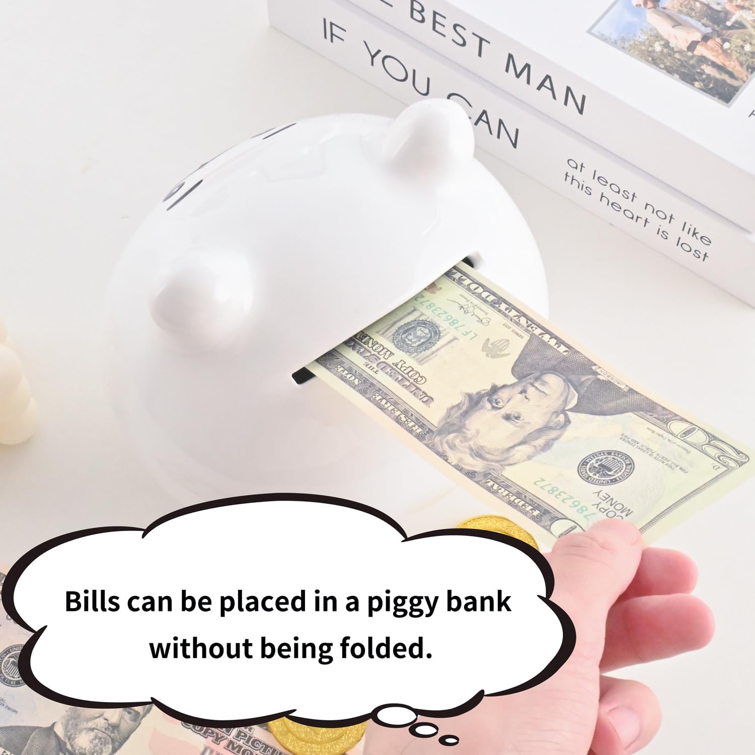 Cute Ceramic Piggy Bank for Adults Must Break to Open,Boys Personalized Piggy Bank for Girls,Money Saving Box,Alcancias De Dinero para Adultos Niños,Money Bank,Coin Bank,Modren Home Decor Living Room
