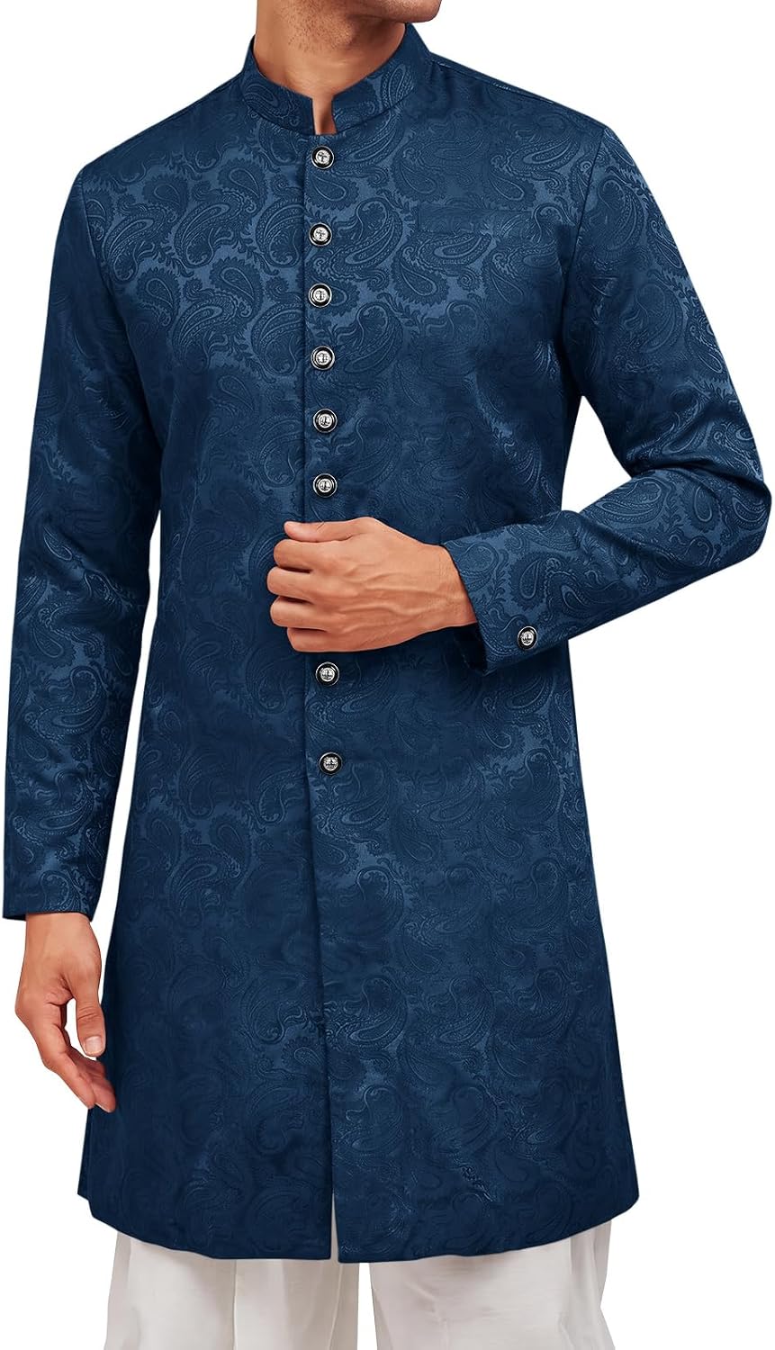 Runcati Mens Kurta Sherwani Coats Kaftan Indian Ethnic Royal Textured Suits