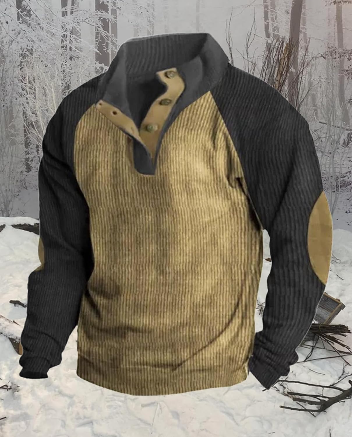 Western Sweatshirts for Men Aztec Retro Pullover Quarter Zip Sweatshirt Mens Stitching Color Fleece Sweatshirt - Image 4