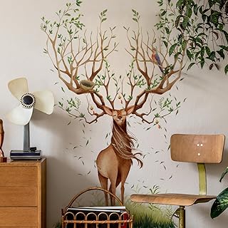 Fresh Nordic-Style Elk Wall Stickers Removable Deer Animal Wall Decals for Bedroom and Living Room Background Walls