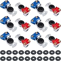 CheeMuii Universal Glad Hands Set: 12 Aluminum Gladhands (6 Red, 6 Blue) + 20 Seals for Trucks, Semi Trailers & RVs