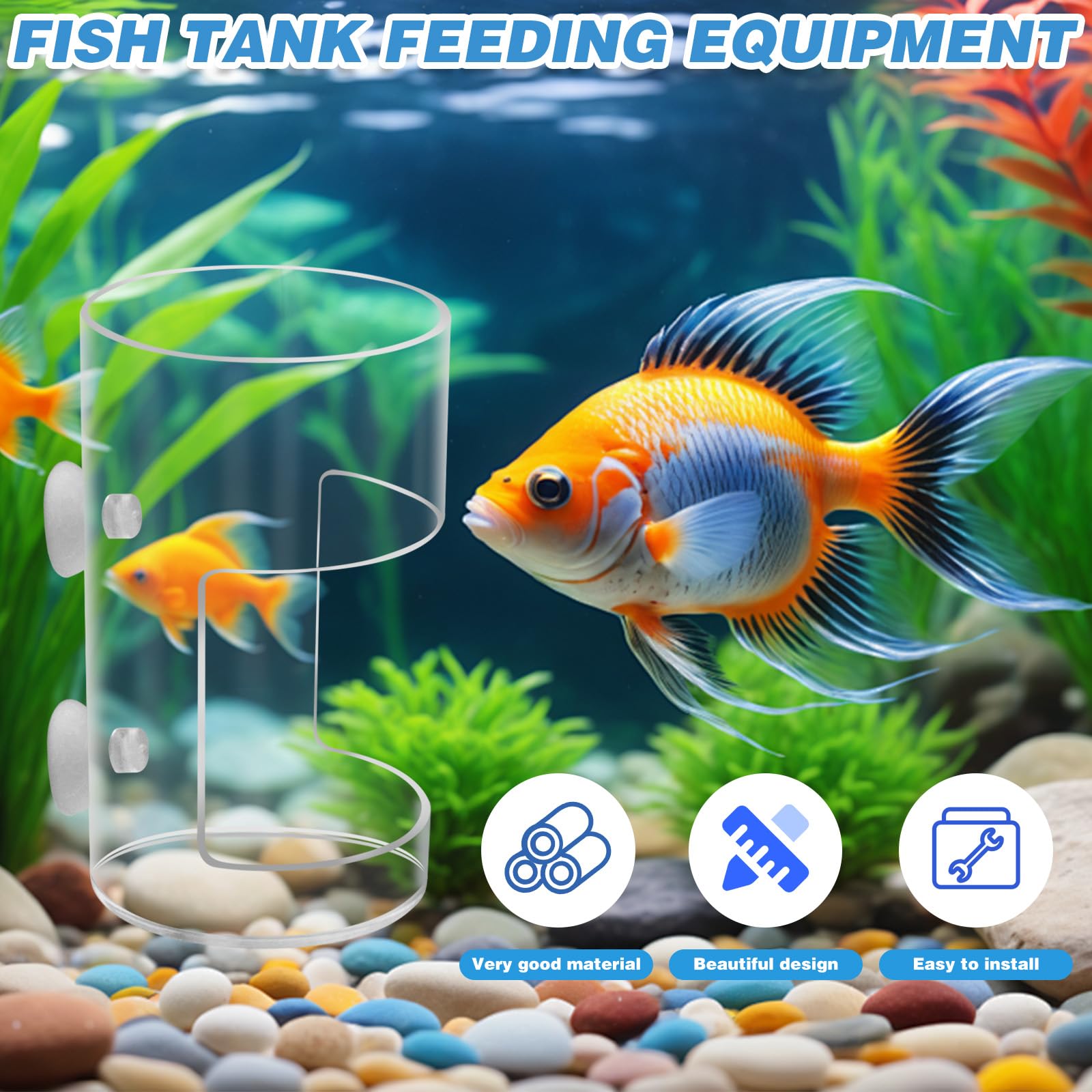Mangiatoie per pesci d'acquario con ventosa divisore serbatoi accessori rotondi tartarughe gamberetti