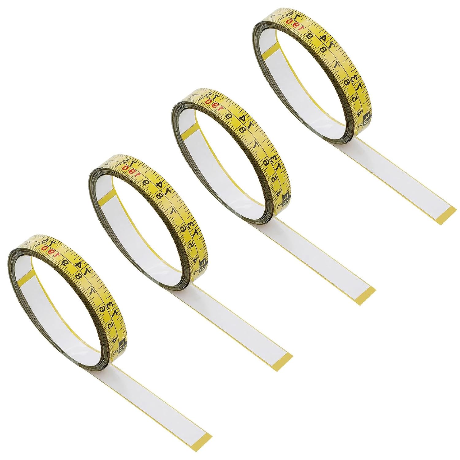 4-Pack Steel Adhesive Measuring Tape: 79" Dual-Scale Metric/Imperial, Yellow