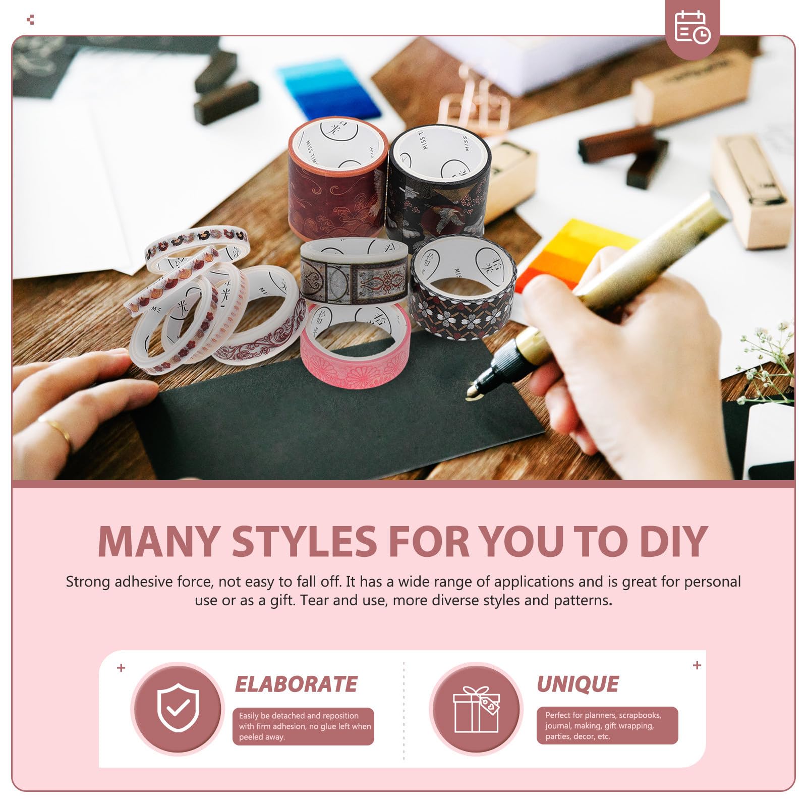 STOBAZA 100 Rollen Buntes Washi Tape DIY Scrapbook Dekoration Papierbänder Selbstklebend Leicht Abreißbar Handlich für Tagebuch Planer Basteln und Geschenkverpackung